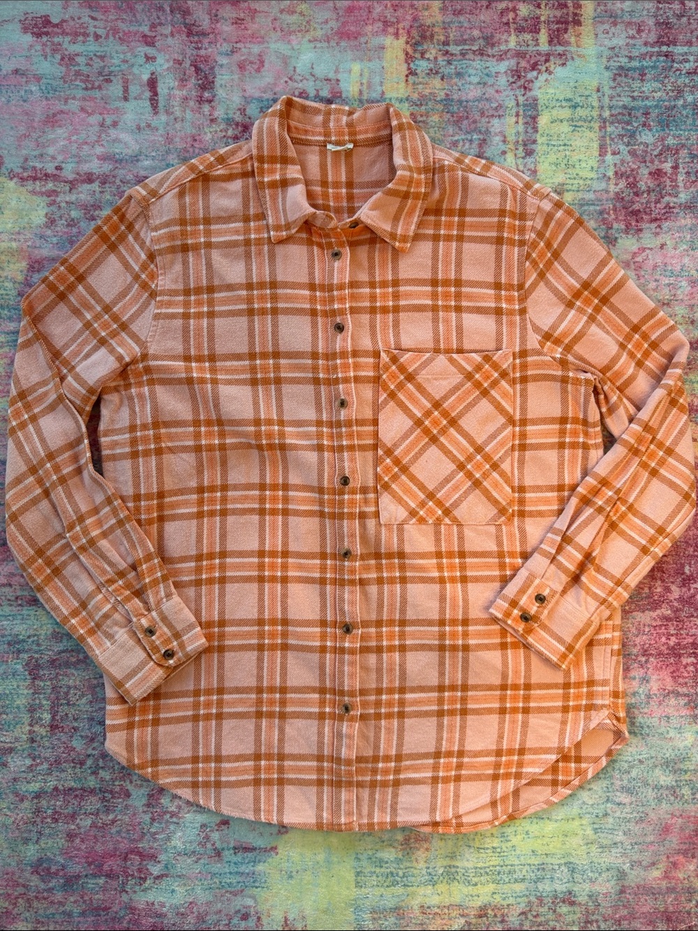 aerie Orange Plaid Button-Down Shirt